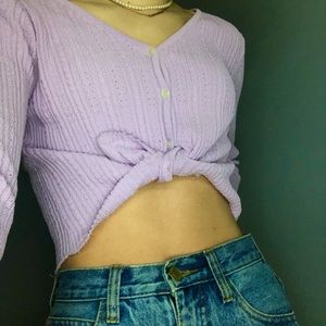 Liz claiborne cropped lilac button up cardigan